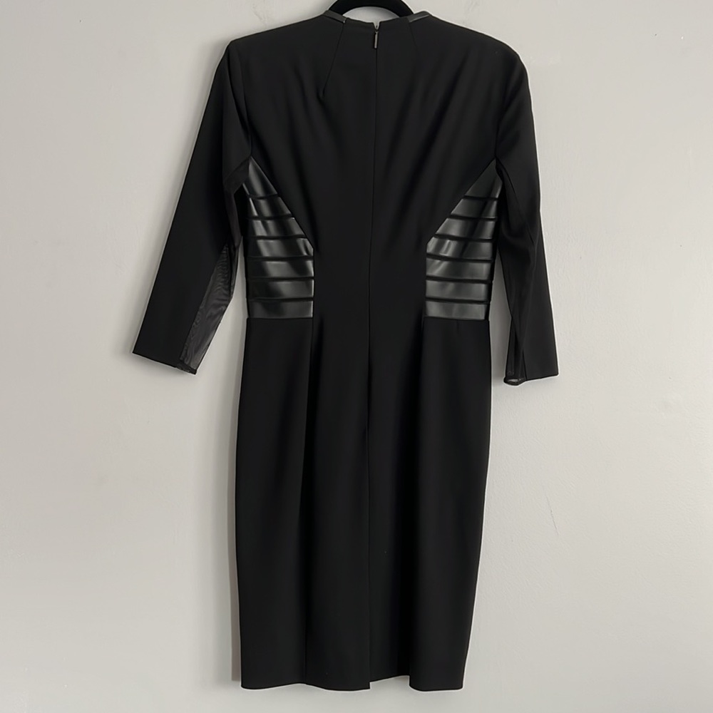 NEW VTG Rachel Roy Wool Leather Sexy Stretch Black Mini Sheath Zoe Dress 4 S 6 M - Picture 10 of 17